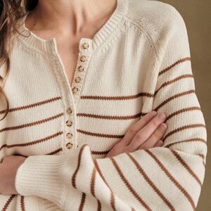 Sezane Leontine Jumper - Size S - Ecru / Camel - EUC